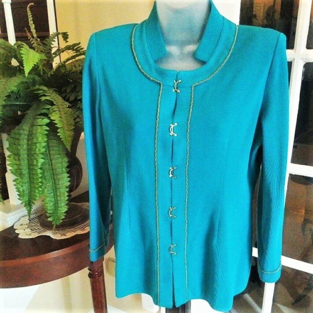 Fabulous Misook Jacket Gold Chain Trim Like New M